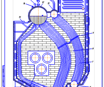 Чертеж Водотрубный котел КВ-1
