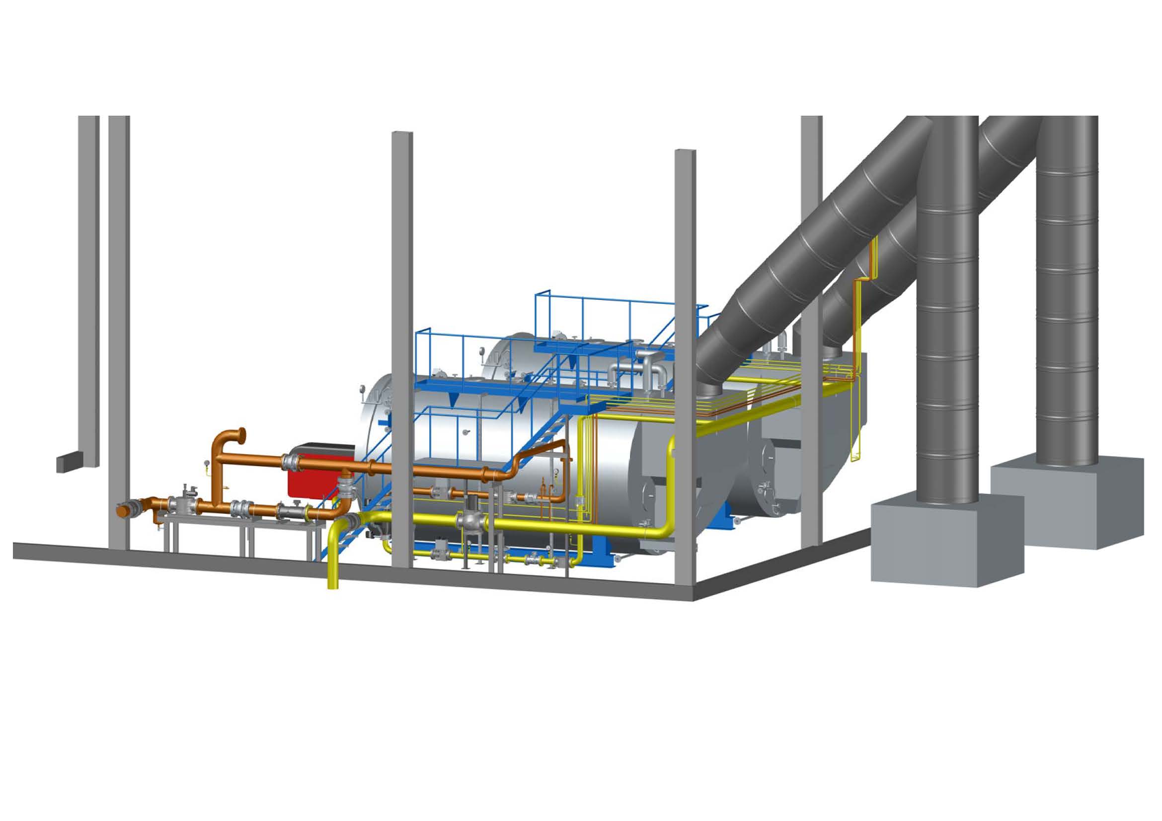 3D модель 3D Котельня з котлом BUDERUS logano SDH 815 с встроенным економайзером