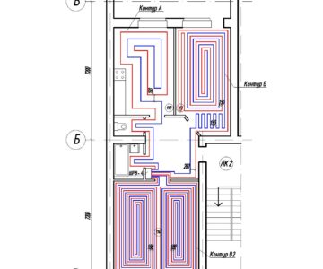 Чертеж Напольное отопление квартиры жилого дома