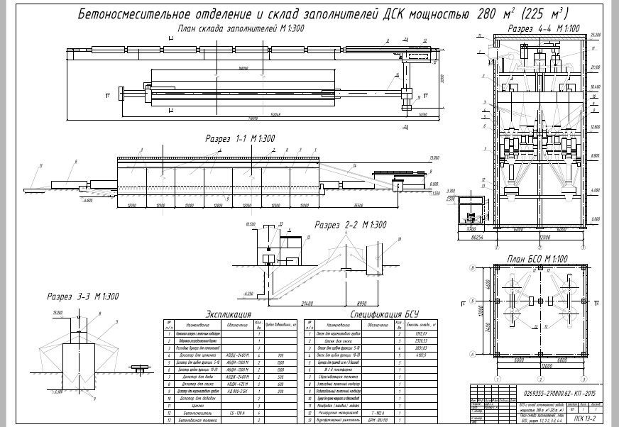 Чертеж Проектирование бетоносмесительного отделения и складов производственного назначения завода ЖБИ
