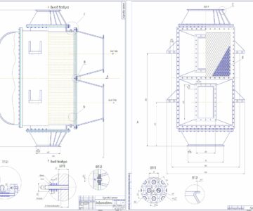 Чертеж Расчет и проектирование судового воздухоохладителя (теплообменника)