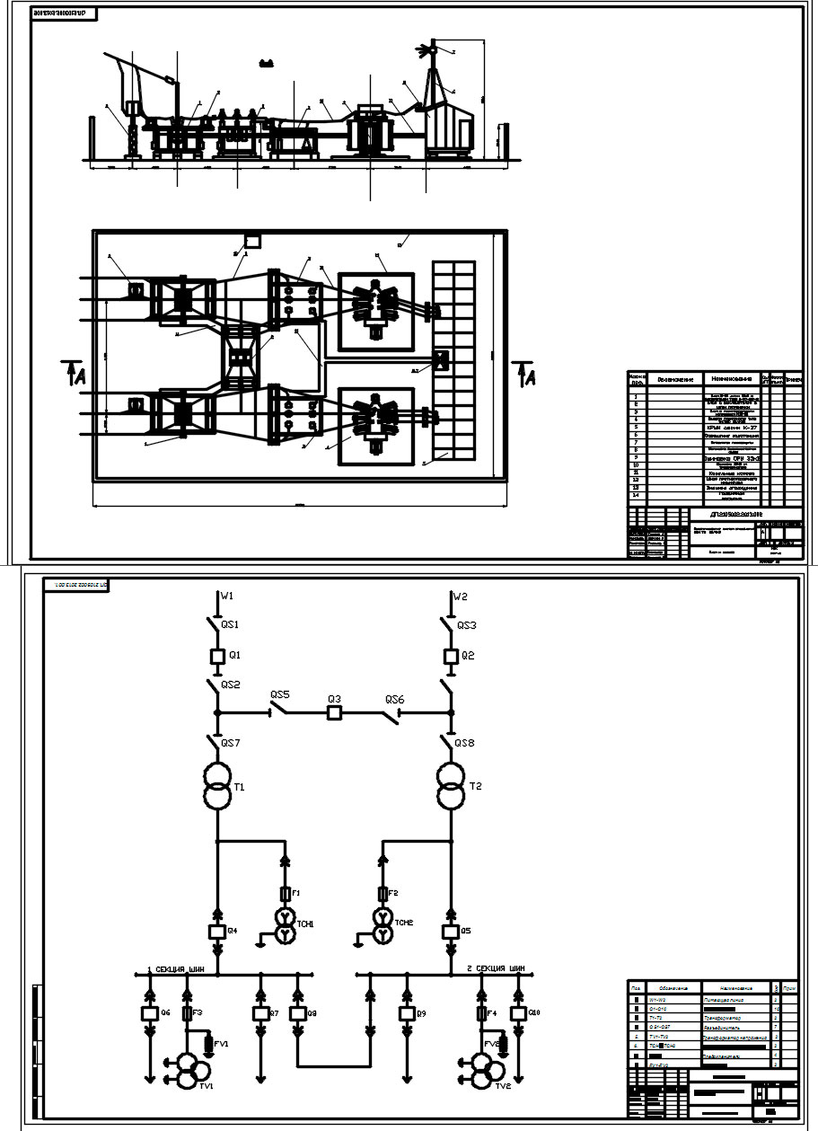Чертеж Электроснабжение ТП 35/6 кВ