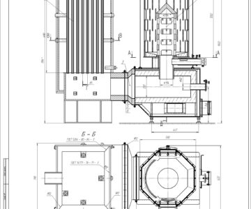Чертеж Котел водогрейный с газогенератором и интенсификаторами теплообмена