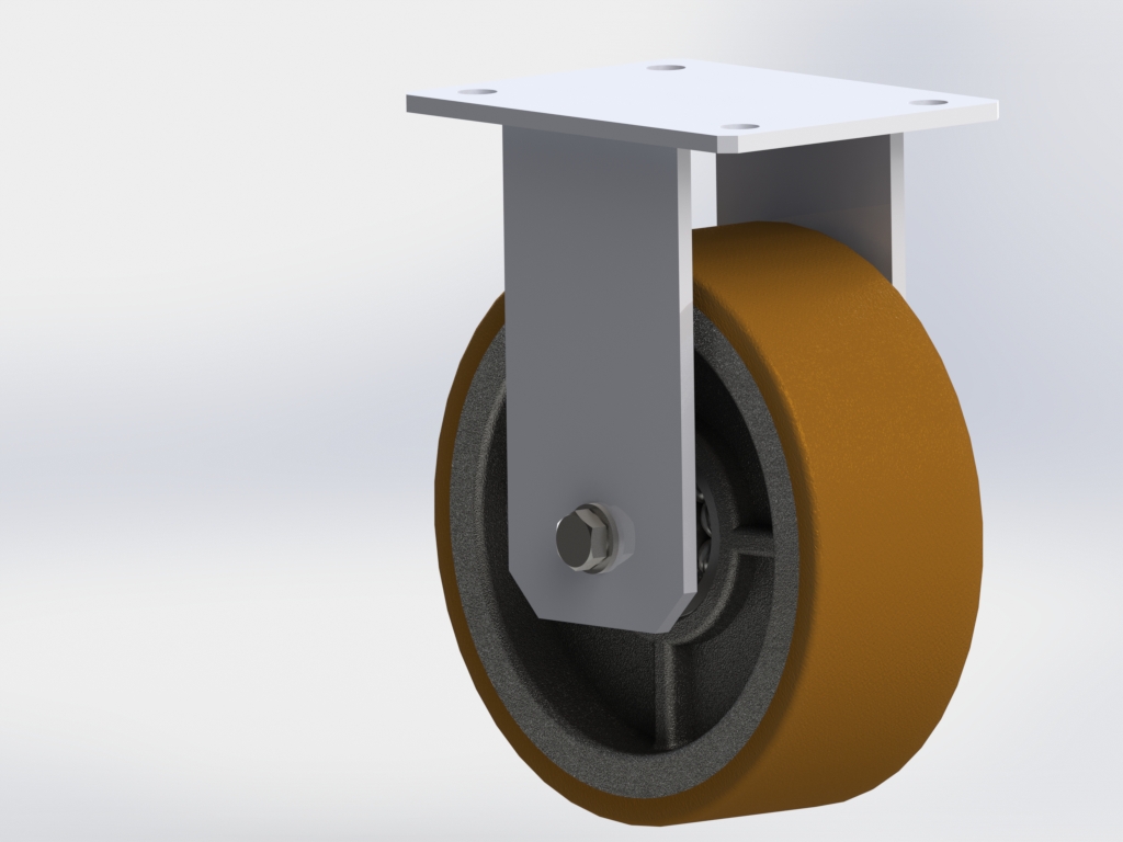 3D модель Колесо опорное неповоротное с полиуретановой накладкой.