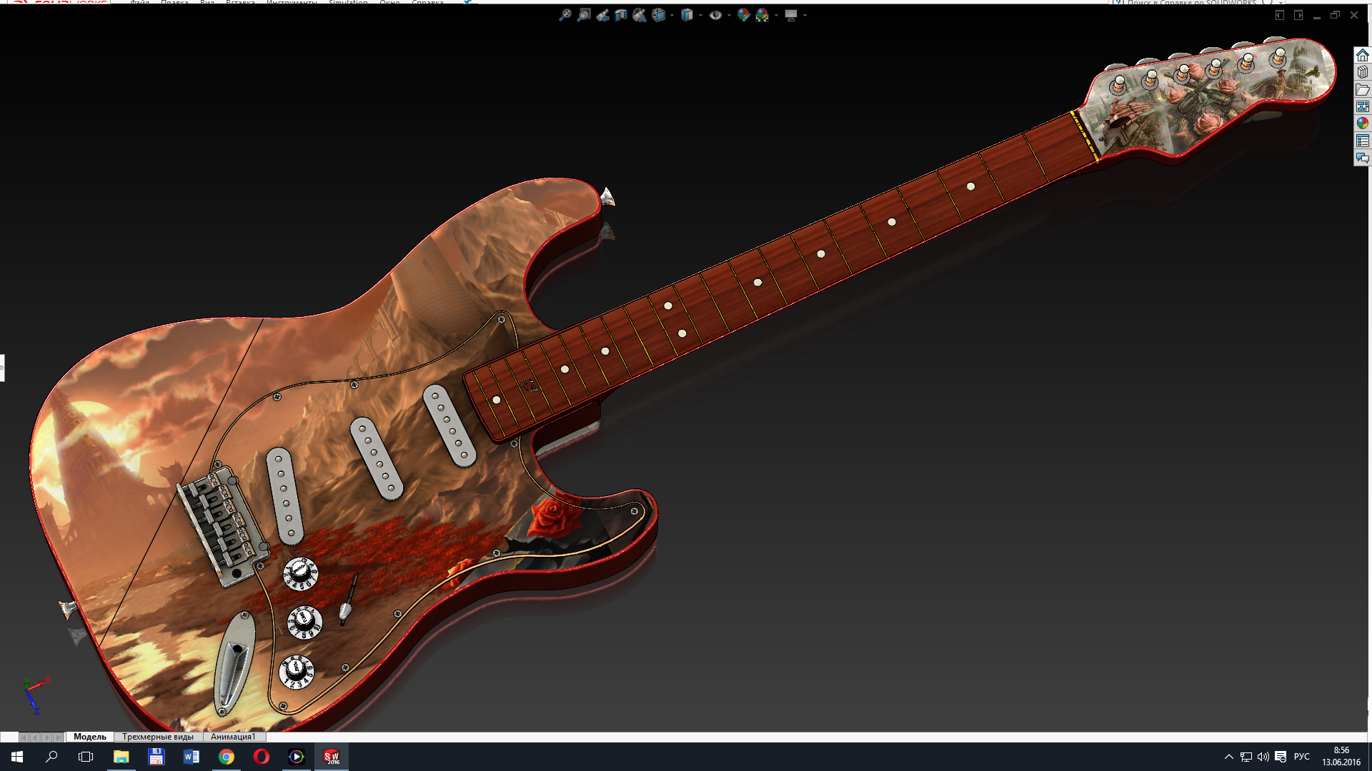 3D модель Электрогитара fender stratocaster