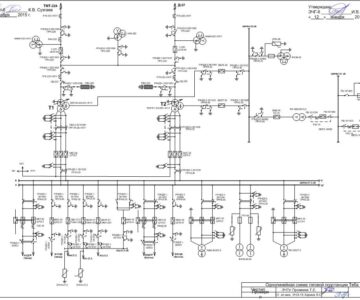 Чертеж Однолинейная схема тяговой подстанции ж/д, 220/27.5/10кв