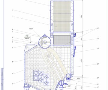 Чертеж Поверочный расчёт водотрубного котла КВГ-25К