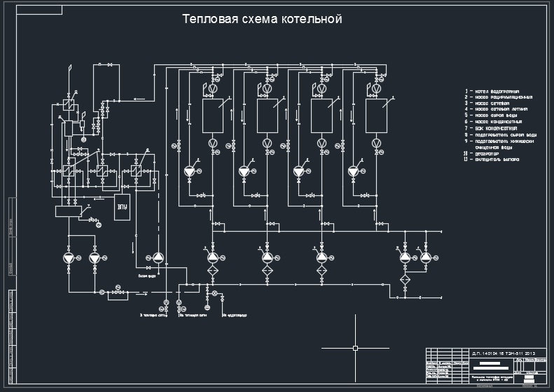 Чертеж Районная тепловая станция с котлами ПТВМ-60