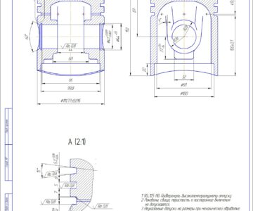 3D модель Проект дизельного двигателя мощностью 82 кВт при частоте вращения n = 2200 мин-1; тактность τ = 4 ; степень сжатия ε = 22,5 ; число и расположение цилиндров i = 4-Р ; давление наддува рк = 0,17 МПа