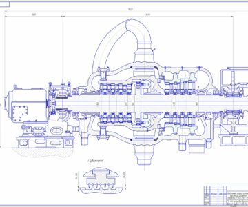 Чертеж Продольный разрез цилиндра высокого давления турбины К-500-240 ЛМЗ