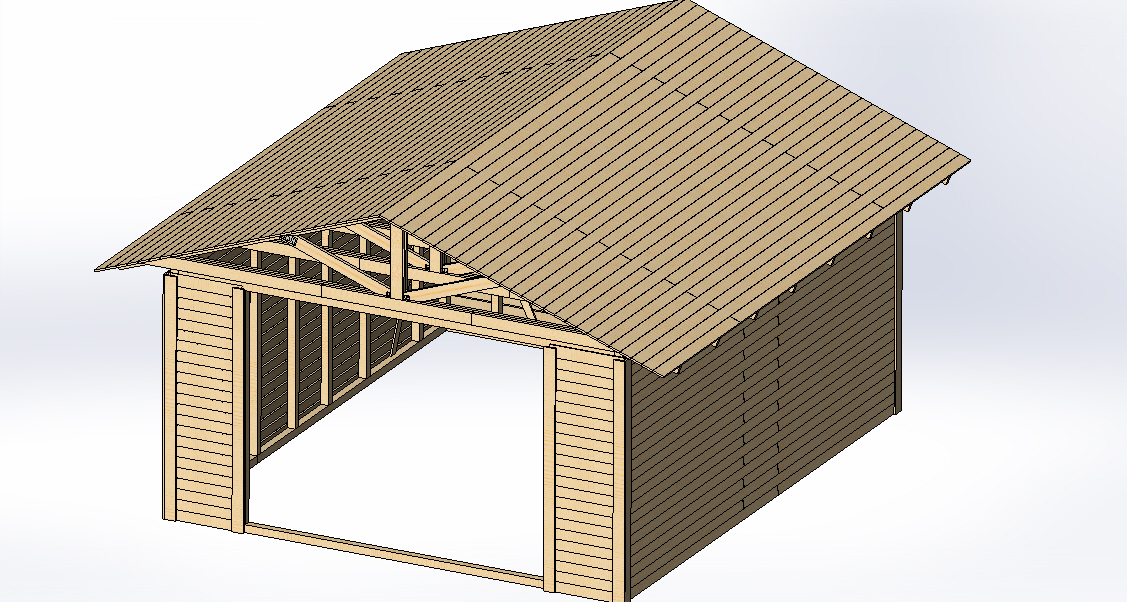 3D модель Каркас гаража 6000Х7000мм из бруса