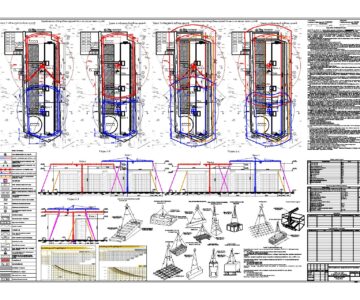 Чертеж ППРк. 10 этажный жилой дом. Совместная работа башенных кранов Liebherr 150 и 132