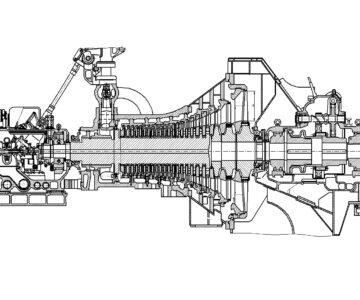 Чертеж Продольный разрез паровой турбины К-50-8.8