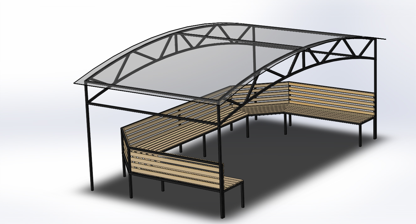 3D модель Беседка беседка для отдыха с навесом