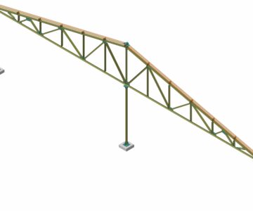 3D модель Павильон промышленного здания с применением сварных стропильных ферм