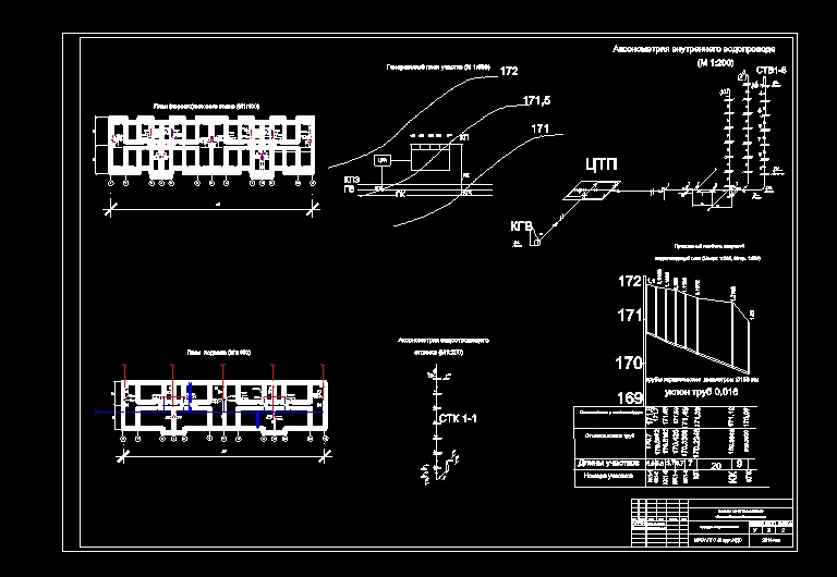 Чертеж Проектирование водоснабжения жилого 7-этаж много здания