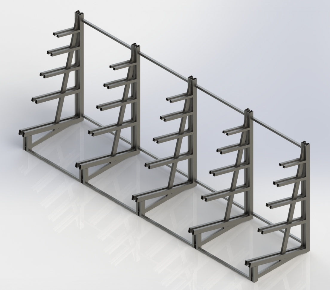 3D модель Стеллаж для хранения металлопроката (в том числе круглого сечения).