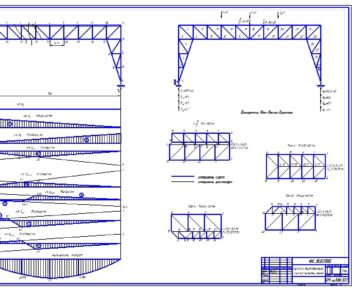 Чертеж Расчёт и конструирование плоской крановой фермы пролет 30м