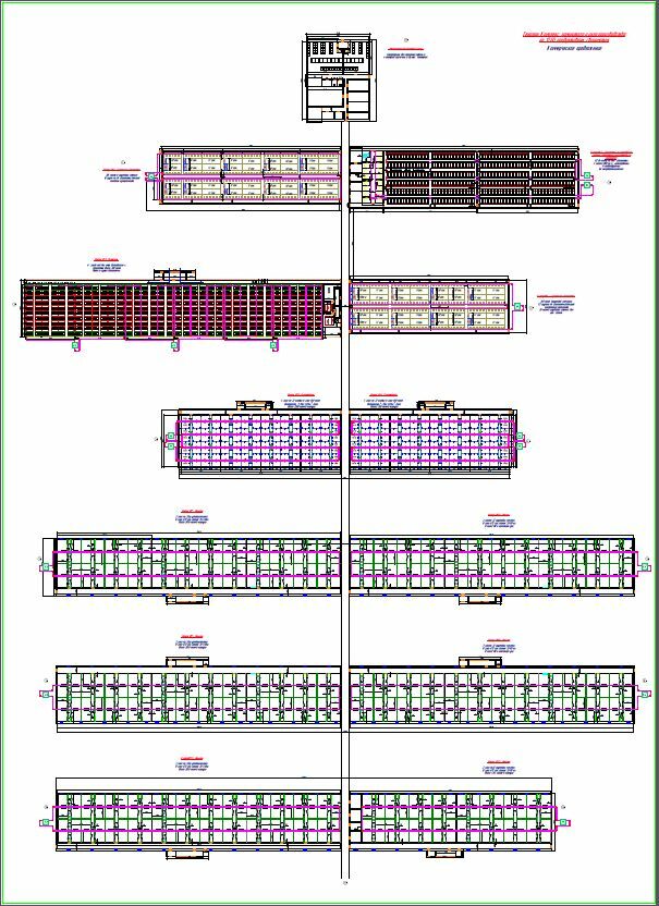 Чертеж Схема размещения технологического оборудования на свинокомплексе 1260 продуктивных свиноматок