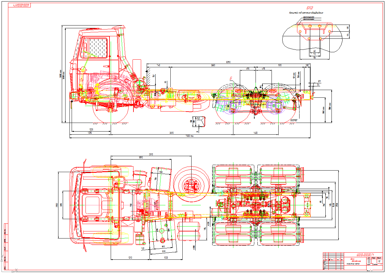 Чертеж Габаритный чертеж МАЗ 630305-250
