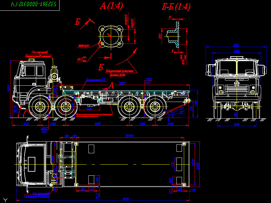 Чертеж Шасси Урал-532361