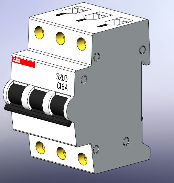 3D модель Автоматический выключатель АВВ S203 C16A