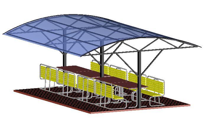 3D модель Беседка 6*4 на одной стойке