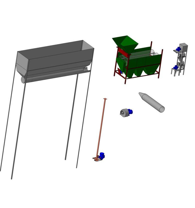 3D модель 3D модели оборудования для компоновки линии пшена