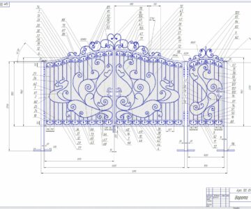 Чертеж Кованые ворота декоративные