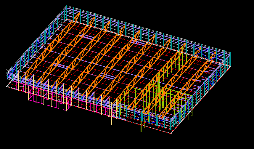 3D модель Каркас магазина в Исландии . Металлоконструкция 3D модель.36-61 метров