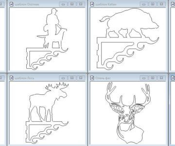 Чертеж Украшения - декор стен для охотников . Лесные звери .Шаблоны для резки деталей (из металла , пластика или дерева )
