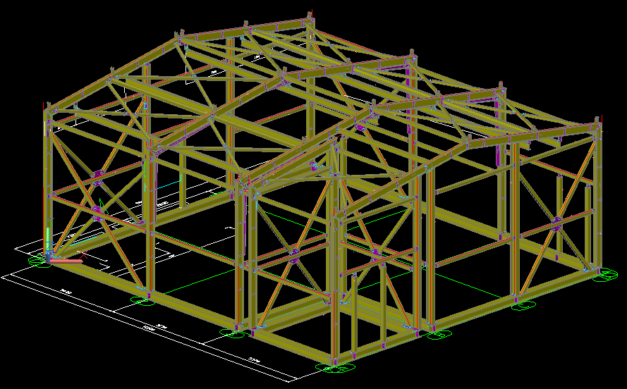 3D модель Ангар блока очистки и осушки газа с 3 D моделью каркаса. Габариты 9 на 10 метров .