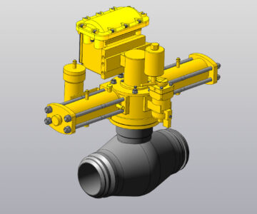 3D модель Кран шаровой c пневмогидроприводом DN 150