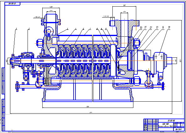 Чертеж Эскизное проектирование и расчёт основных параметров насоса ЦНС 180