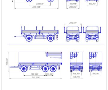 Чертеж ПБ (прицепы бортовые)- габаритные чертежи