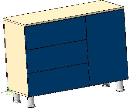 3D модель Комод на три ящика и отсек