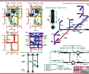 Чертеж Отопление и вентиляция жилого здания г. Гомель