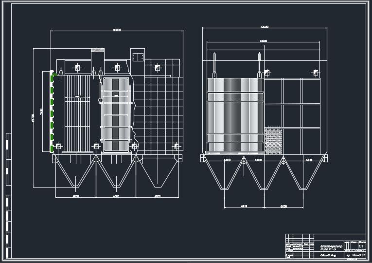 Чертеж Курсовой проект: Организация работ по монтажу электрофильтра тип УГ-3