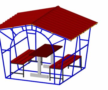 3D модель Комплект: Беседка, стол, лавки