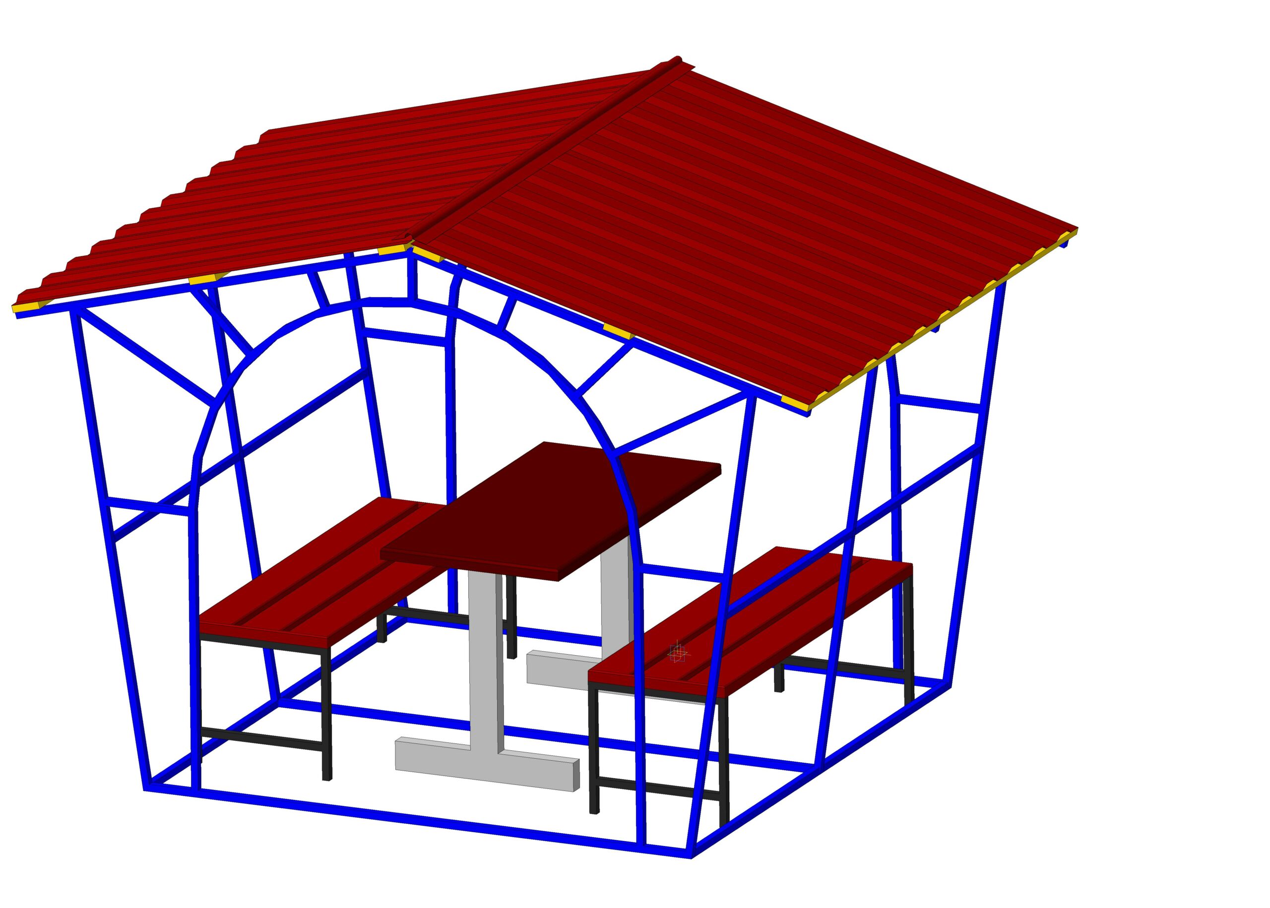 3D модель Комплект: Беседка, стол, лавки