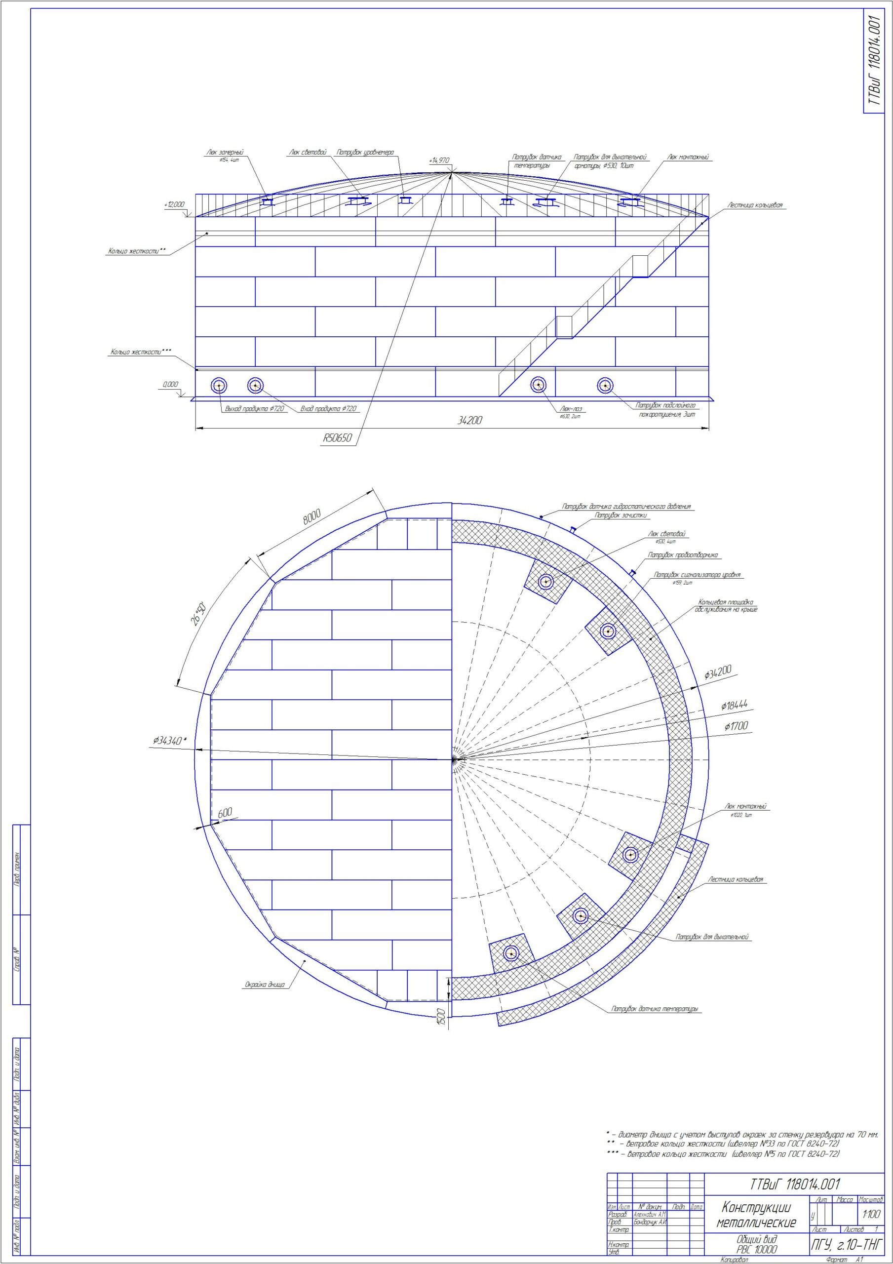 Чертеж Расчет резервуара 10000м3