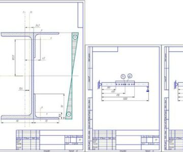 Чертеж Расчет симетричного, несимметричного сечения швеллера на изгиб и растяжение