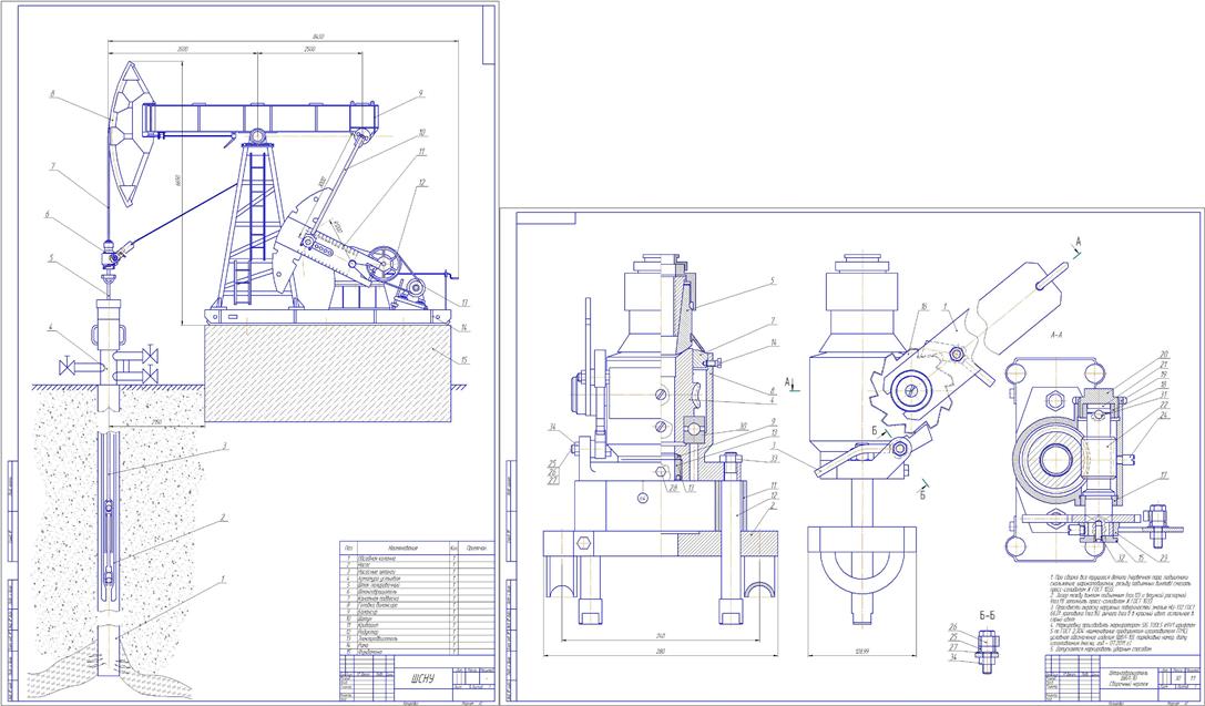 Чертеж Монтаж, эксплуатация ШСНУ со штанговращателем