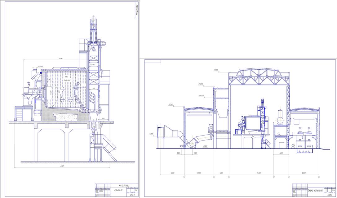 Чертеж Тепловой расчет котлоагрегата КВ-ГМ-10