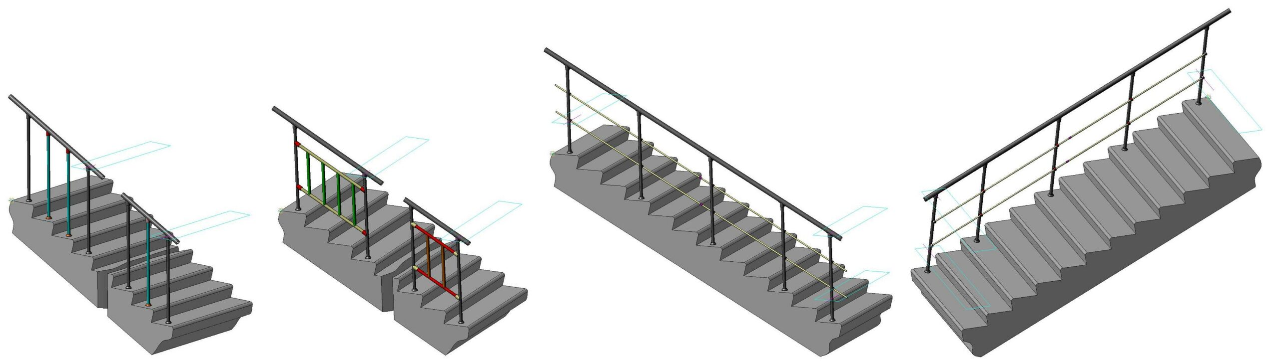 3D модель Ограждение лестницы (4 варианта)