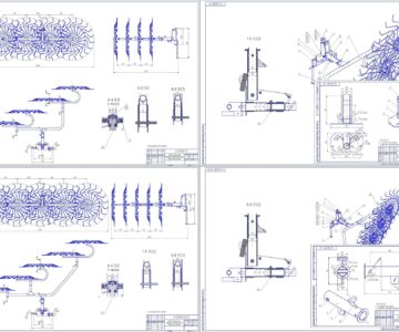 Чертеж Грабли ворошители сена четырех и пяти колесные чертежи.