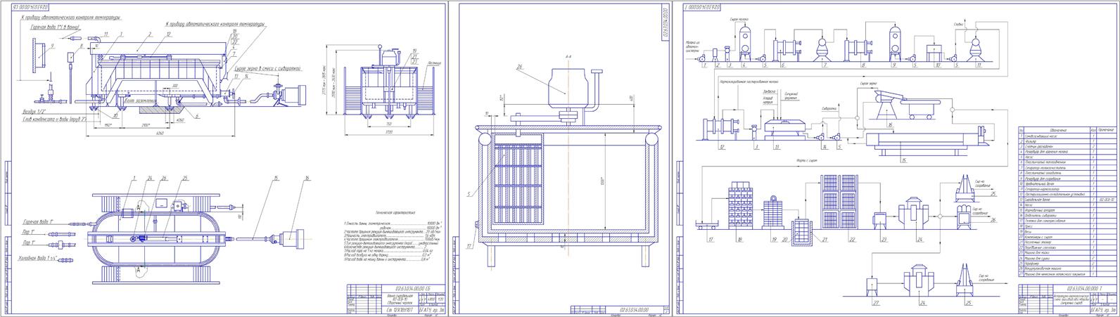 Чертеж Технологический процесс производства сыров с расчетом сыродельной ванны В2-ОСВ-10