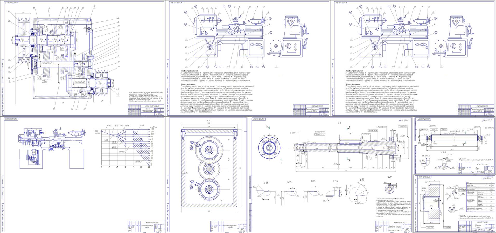 Чертеж Проектирование привода главного движения токарно-винторезного станка 1А616