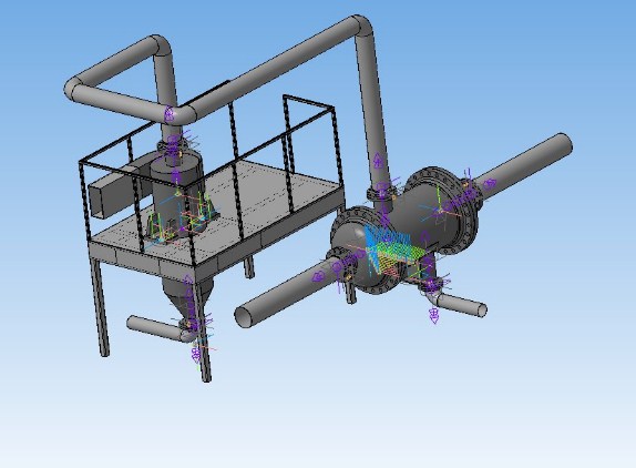 3D модель Сборка спирального циклона с кожухотрубчатым теплообменником