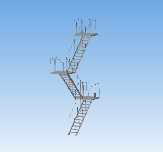 3D модель Лестница маршевая трехэтажная